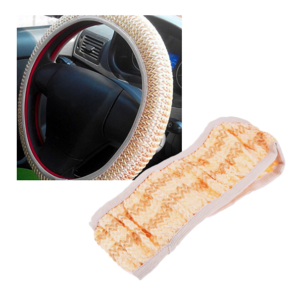 15in Car Steering Wheel Cover Nonslip Ice Silk Universal Protective Comfortable for Men WomenBeige Brown