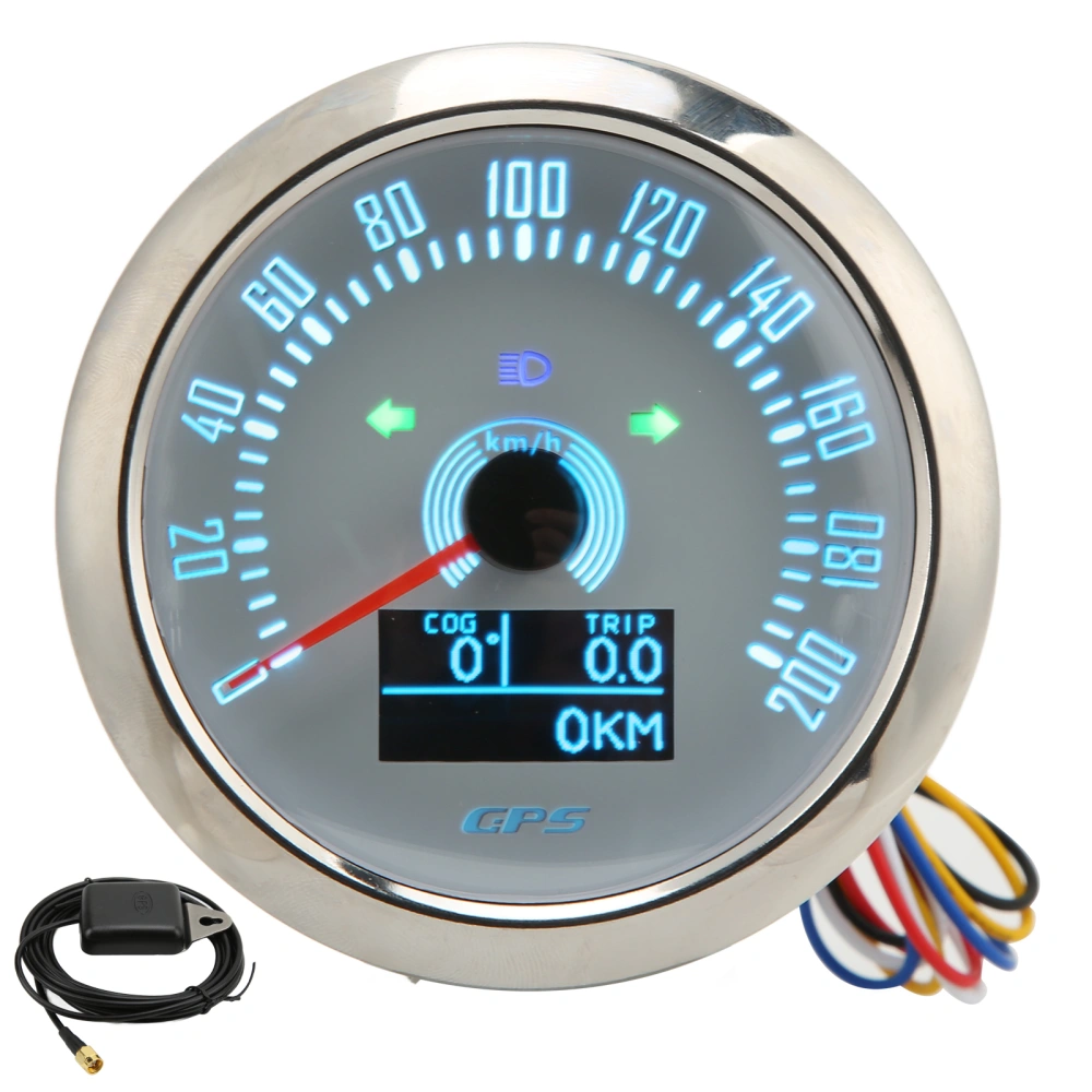 85mm GPS Speedometer with Turn Signal Light 0‑200KM/H Adjustable 7 Color Backlit for Car RV ShipWhite