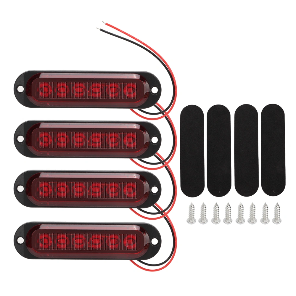 4Pcs Truck Side Lights High Brightness 90LM IP65 Waterproof 6 LEDs Truck Emergency Flash Light 12‑24VRed