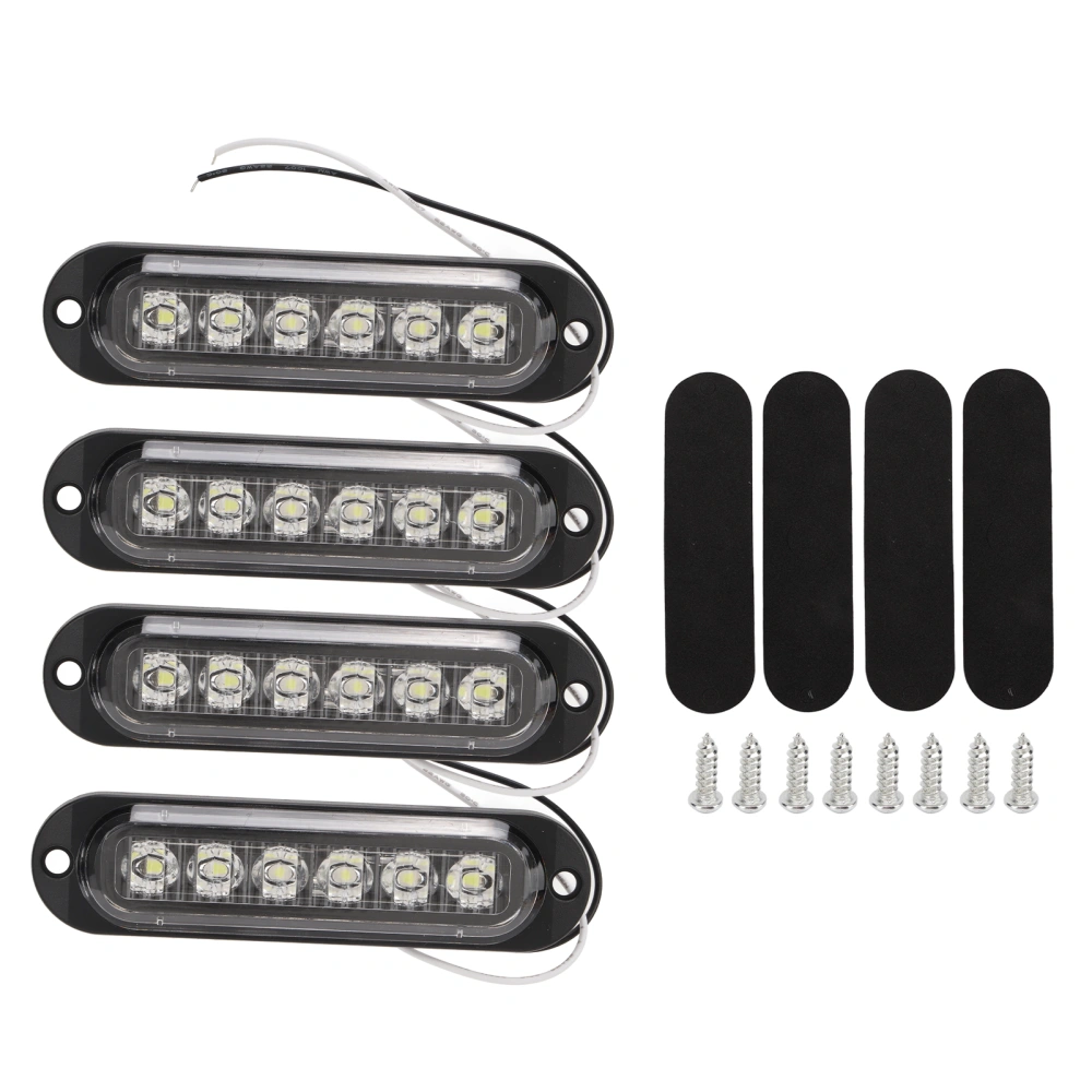 4Pcs Truck Side Lights High Brightness 90LM IP65 Waterproof 6 LEDs Truck Emergency Flash Light 12‑24VWhite