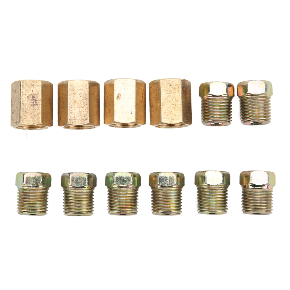 12pcs 7/16in‑24 Threads Brake Line Fittings Assortment Brass Car Accessories for 1/4inch Brake Tube