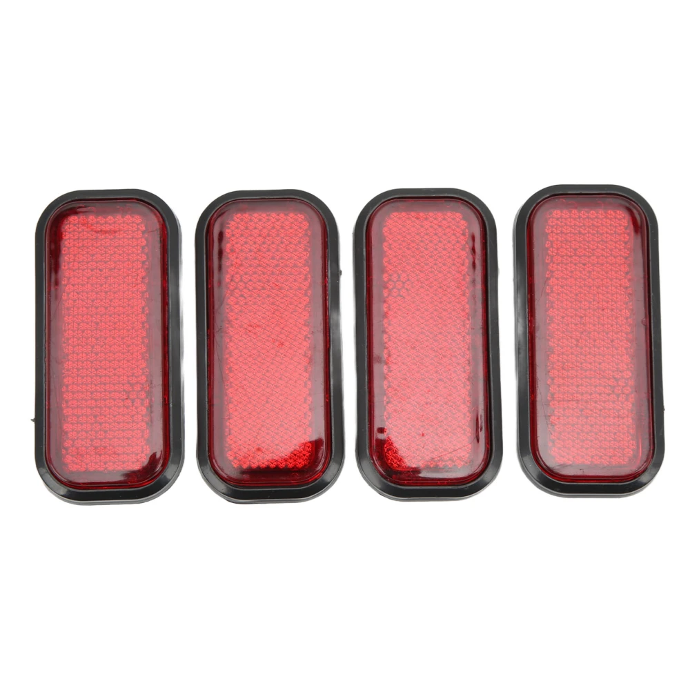 4pcs Rectangular Reflector Safety ABS Reflective Sticker Universal for Car MotorcycleRed