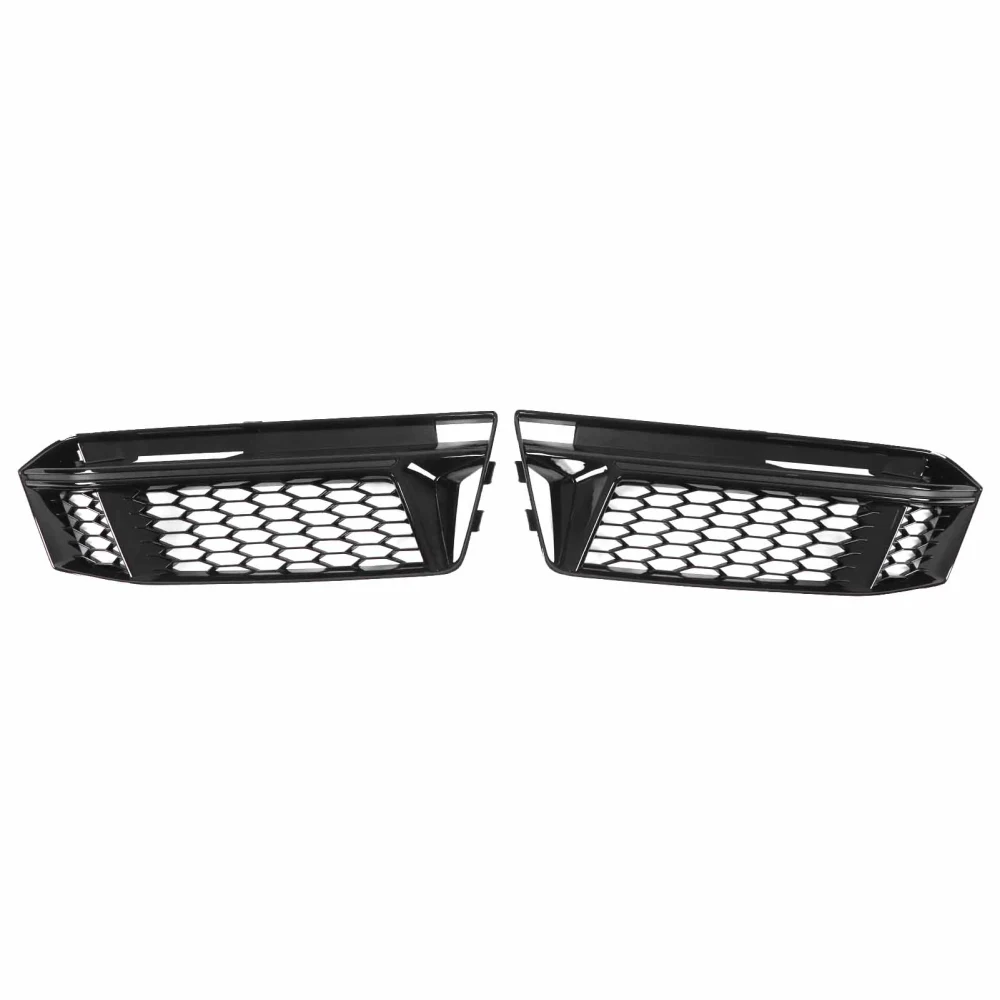 2pcs Gloss Black Front Bumper Fog Light Grille Cover Trim 8W0807681K Replacement for S4 A4 B9 Sport Model