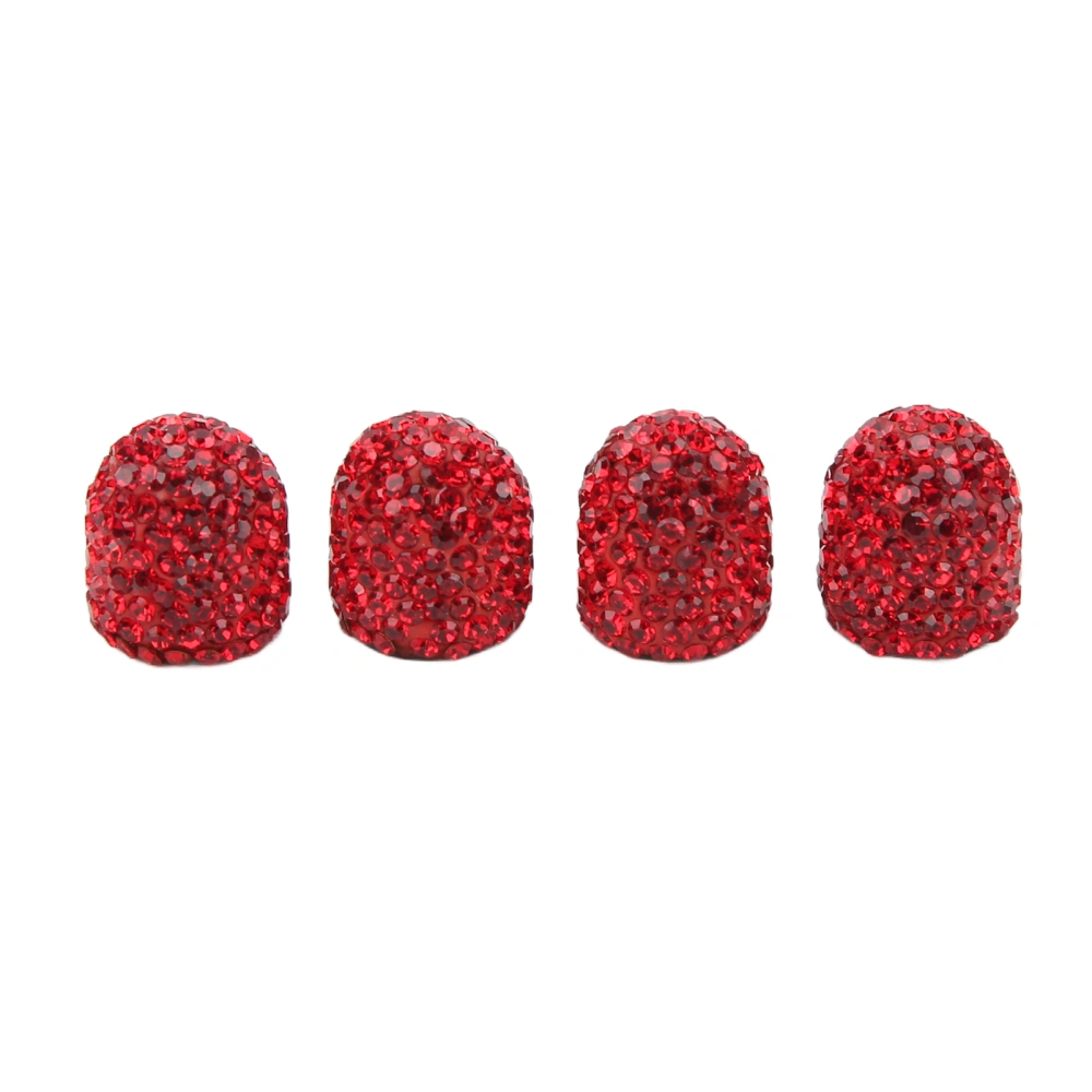 BuyWeek 4 Pcs Bling Valve Stem Caps 15mm Stem Air Cover Tire Decoration Universal for Car MotorcycleRed