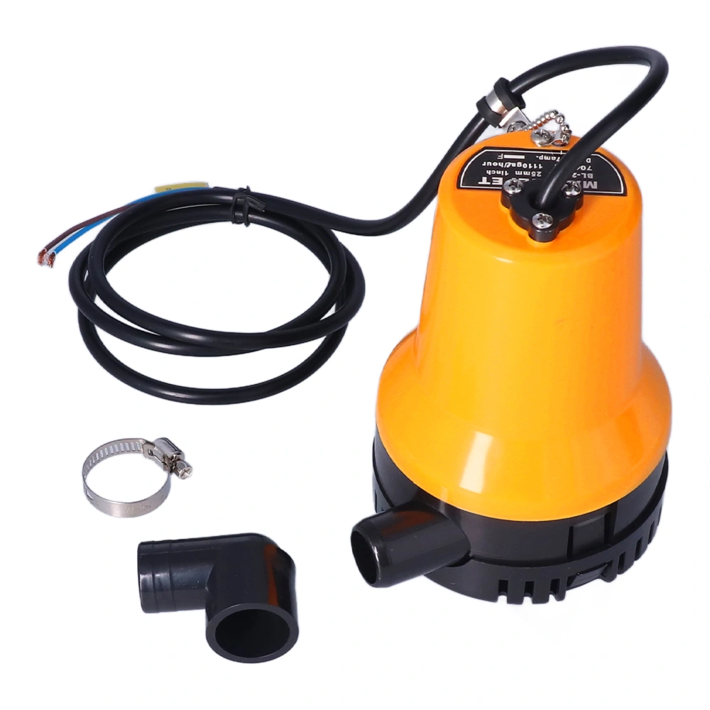 12V Marine Electric Bilge Pump Submersible 5400rpm Horizontal Shaft Position Vane Drive