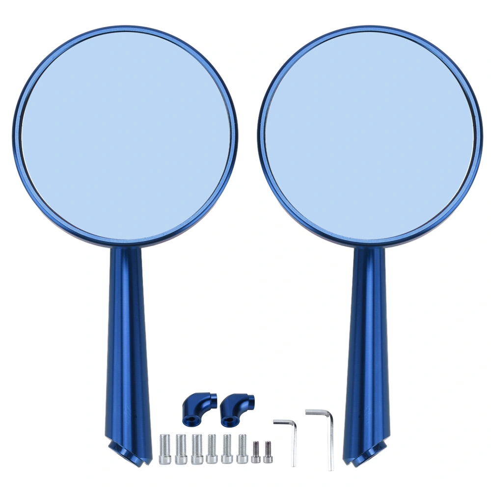 Retro Rear View Mirror CNC Aluminum Alloy Universal for Motorcycle 8mm 10mm Mounting SizeBlue