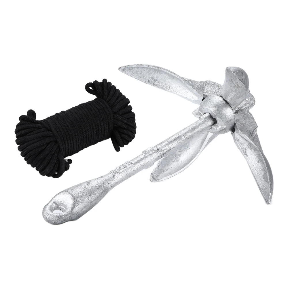 3.2kg Marine Anchor with 20m Rope Portable Folding Carbon Steel Galvanized for Boat Kayak