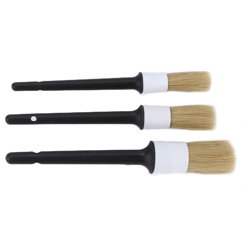 BuyWeek 3pcs Car Detailing Brush Kit Mixed Wild Boar Hair for Cleaning Wheel Gaps Grilles Internal Buttons Cup Holder