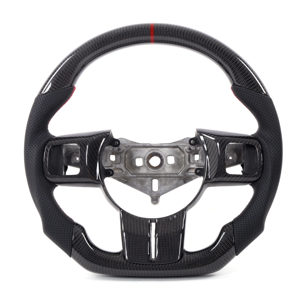 BuyWeek Carbon Fiber Steering Wheel Nappa Perforated Leather W/ Trim Replacement for Wrangler JK/JKU 2011‑2017