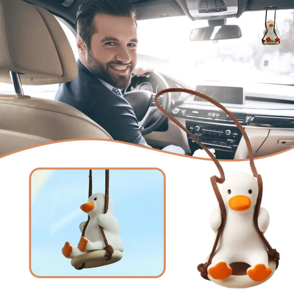 Duck Car Pendant Car Decoration Swinging Duck Car Rear View Mirror Pendant