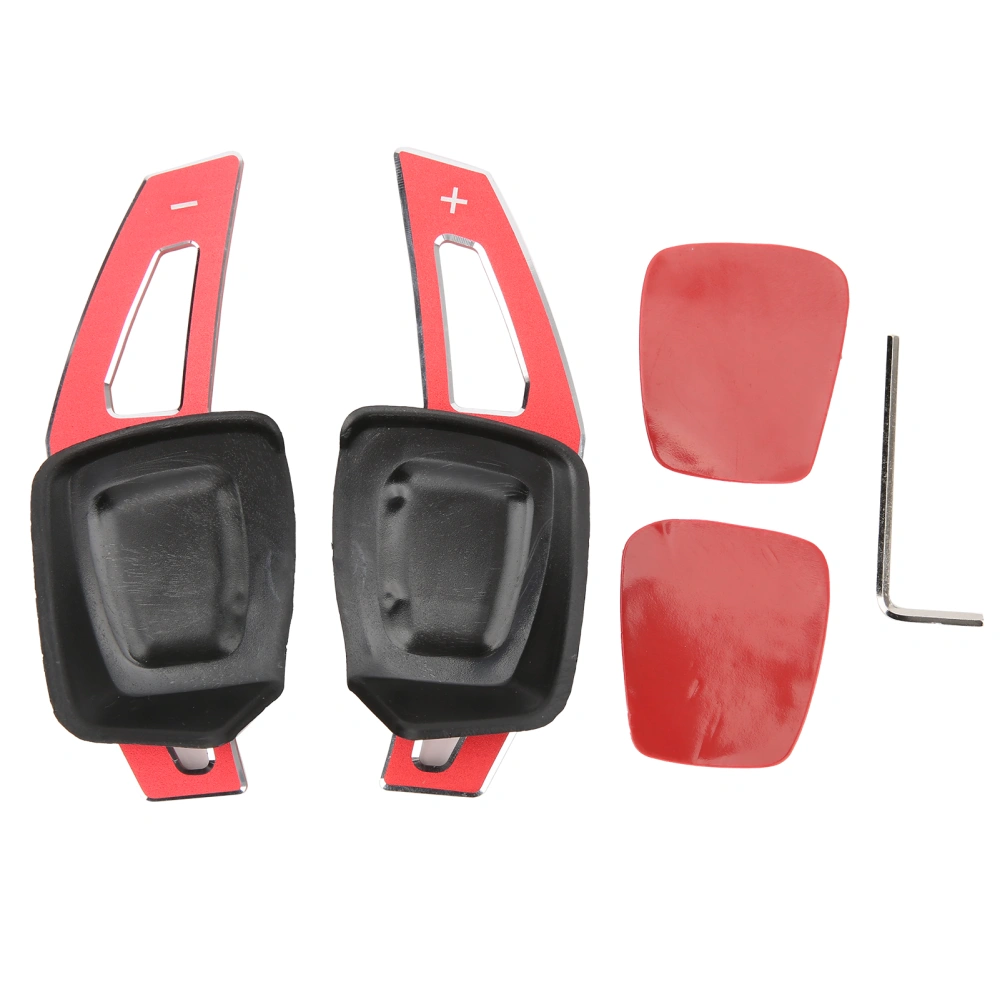 2pcs Car Steering Wheel Shift Paddles Aluminum Alloy AntiSlip Interior Decoration Accessories(Red )