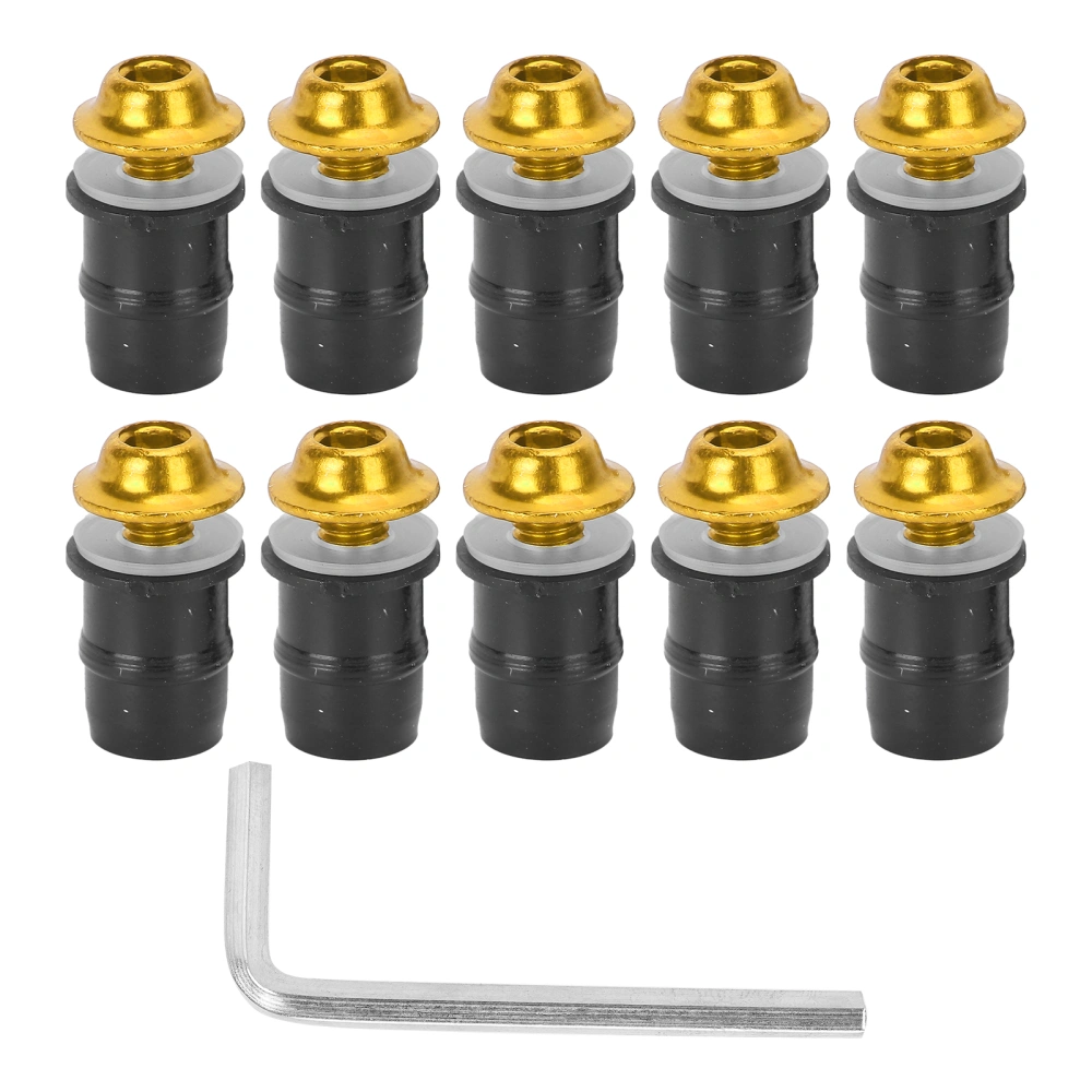 10PCS Motorcycle M5x16mm/0.6in Windscreen Windshield Screw Bolts Kit Universal with WrenchGolden