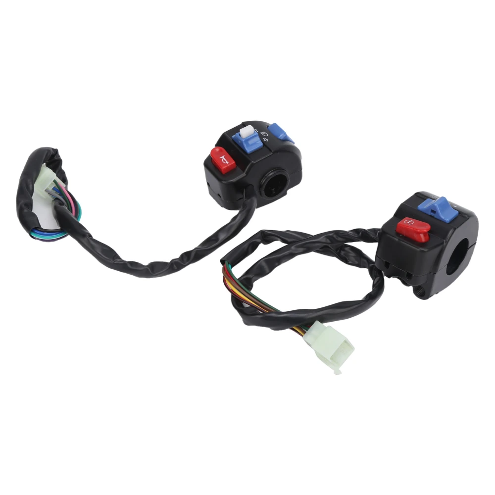 Pair of 7/8in Handlebar Control Switch for High/Low Beam Turn Signal Horn Fog Lamp Replacement for Honda