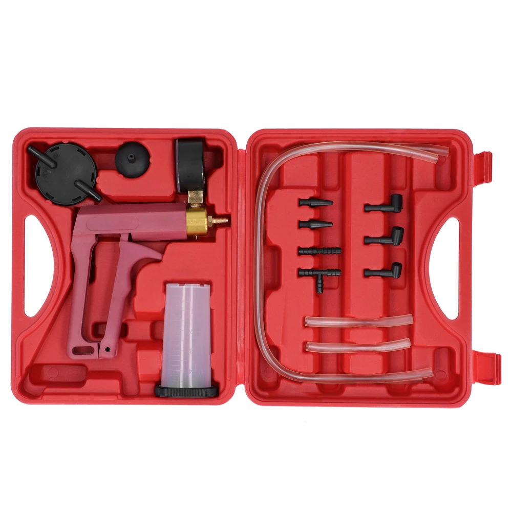 Hand Held Vacuum Pressure Pump Tester Tool Brake Bleeder Kit Adapters Connectors with Toolbox