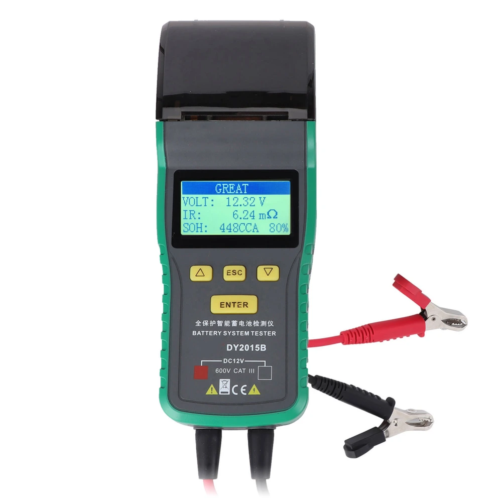 12V Automotive Battery Tester with Printer Capacity Analyzer Car Diagnostic Equipment