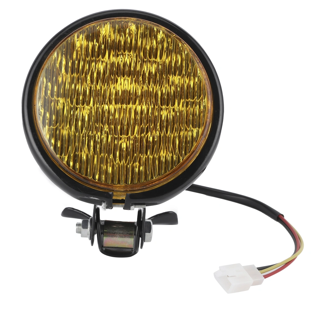 LED Headlight High/Low Beam Yellow Lens Waterproof LED Headlight Universal for 12V Motorcycle