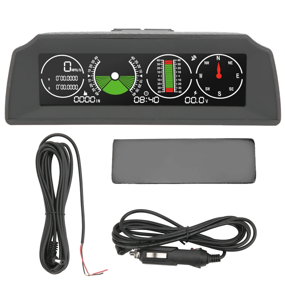 GPS Slope Meter PMH KMH Inclinometer HUD Pitch Tilt Angle Display Compass Speed Monitoring Universal for Car