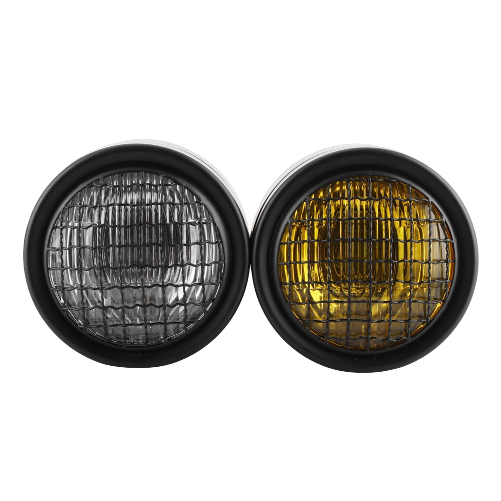 8.2in Retro Headlight Headlamp Round Dual Lamps Yellow White Light Universal for Motorcycle