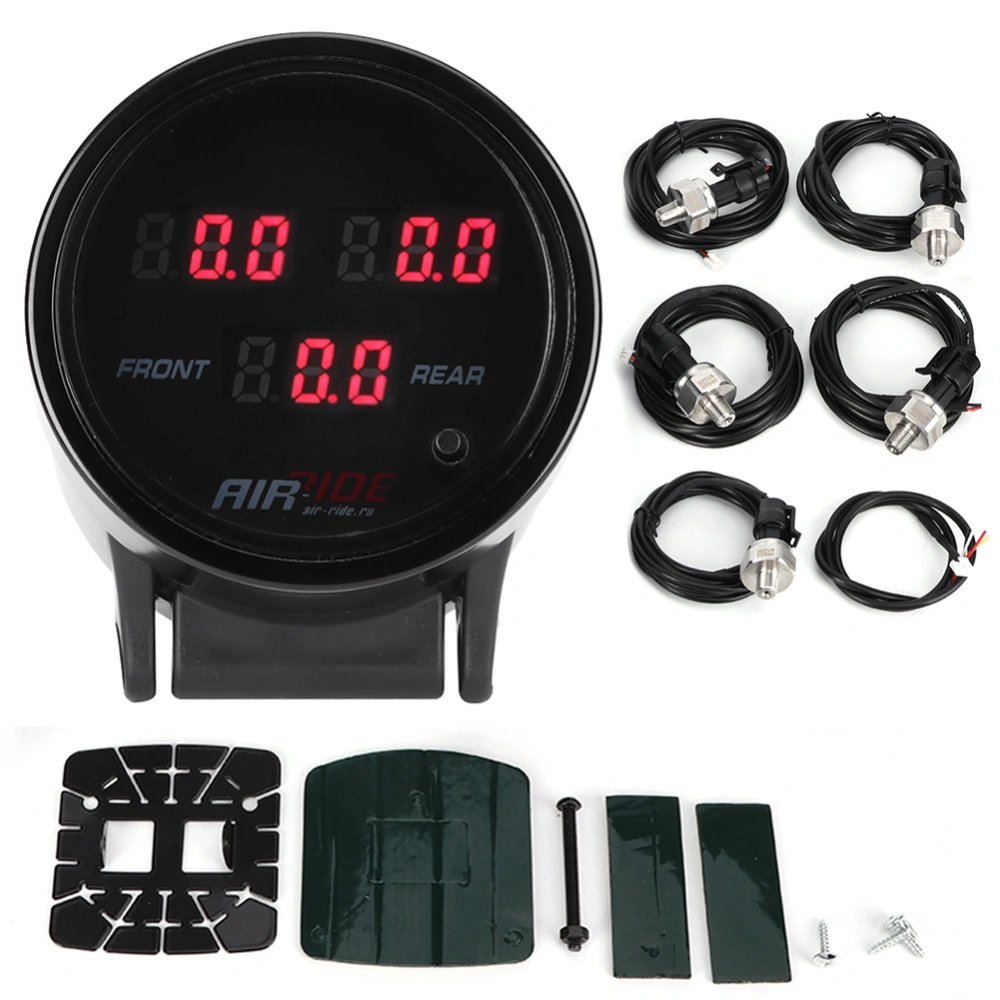 2.5in 3‑In‑1 Car Air Pressure Gauge Pneumatic Shock Absorber Air Storage Tank Pressure Meter