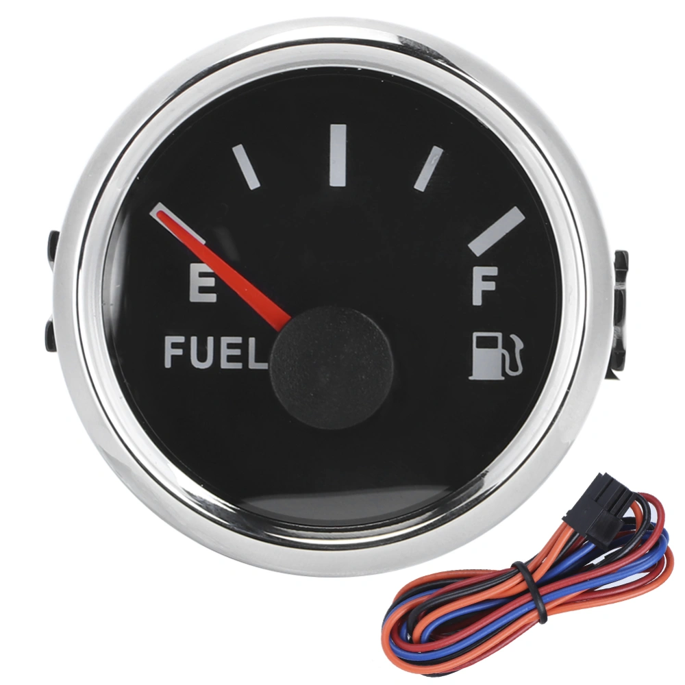 52mm/2in Fuel Oil Tank Level Gauge 0-190ohm Signal Pointer Meter for Marine Boat CarBlack Dial Silver Frame