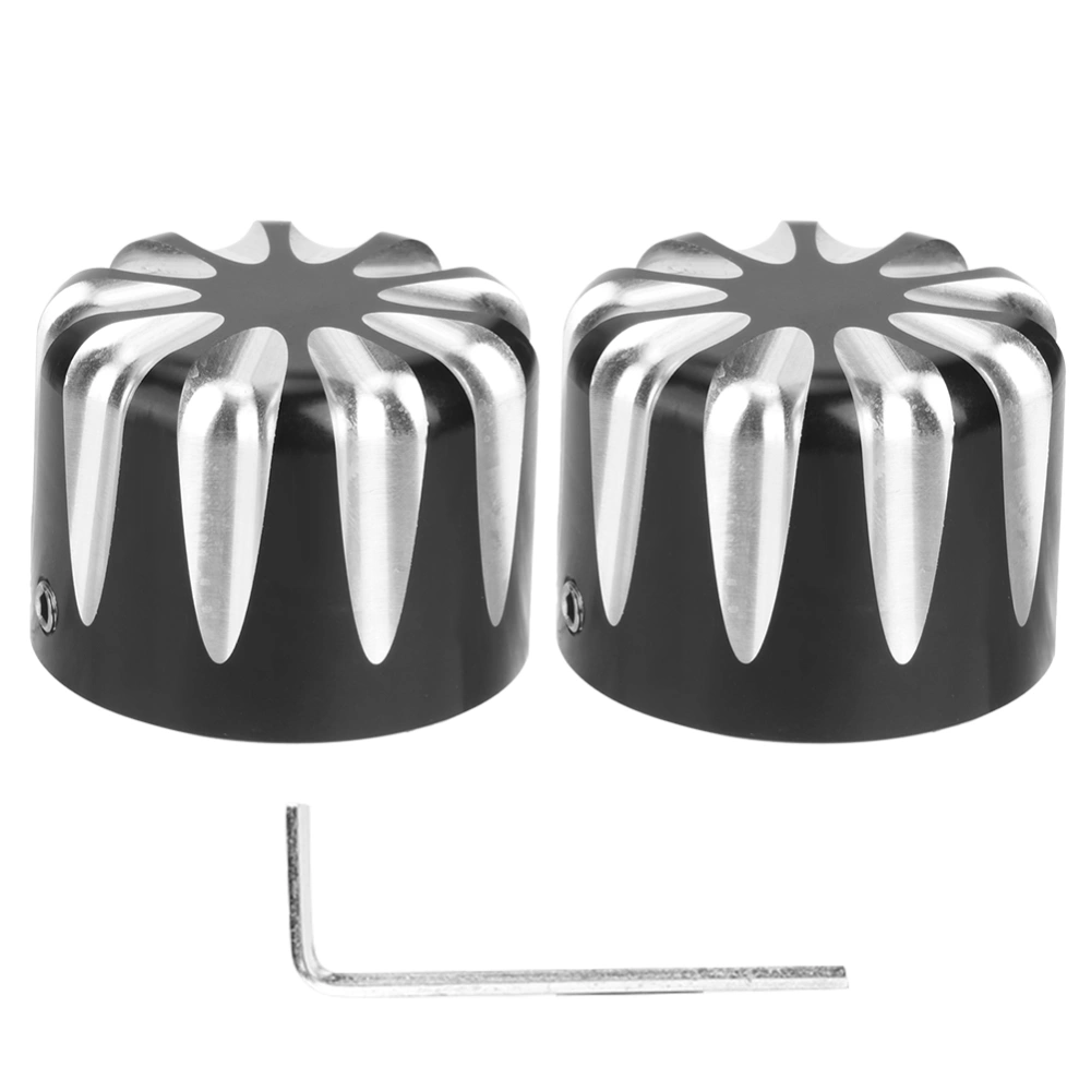 Pair of Motorcycle CNC Aluminum Axle Nut Cap Cover Water Drop Type Fit for Electra/Road GlidesBlack