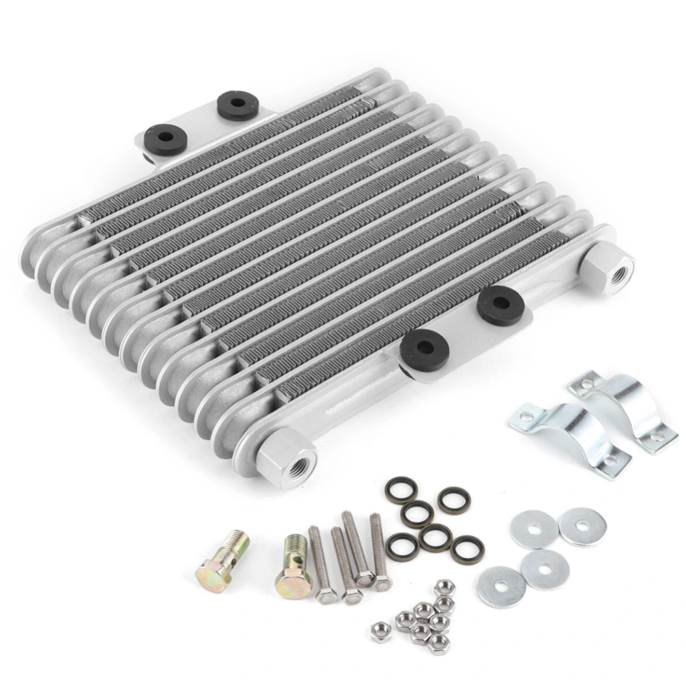 13 Row Universal Motorcycle Engine Oil Cooler Cooling Radiator Replacement 125-250CC Silver