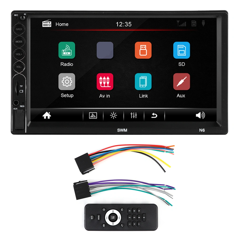 BuyWeek 7in 2 DIN TFT Car MP5 Player HD Bluetooth Touch Screen Stereo Radio SWM N6 for Android IOS