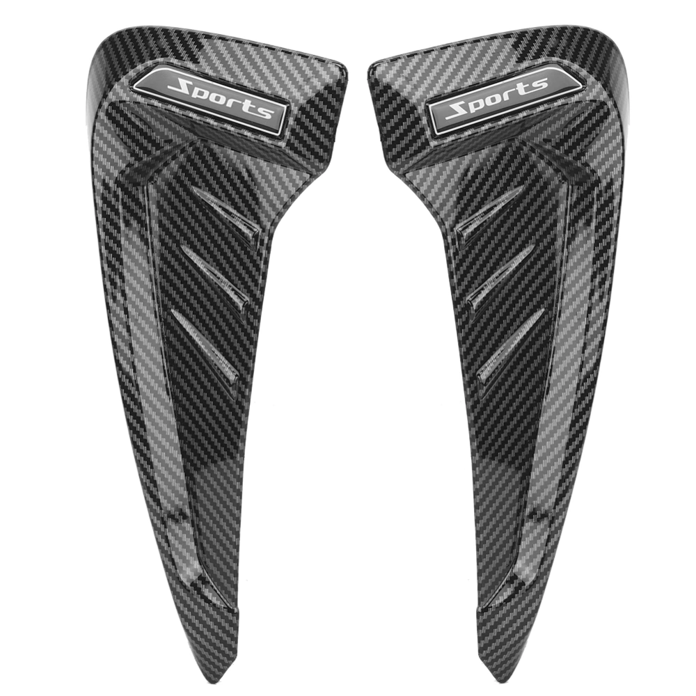 Pair Carbon Fiber Style Side Marker Fender Air Wing Vent Trim Cover Universal Modification