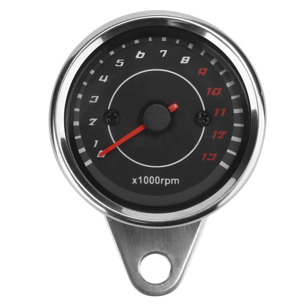 Motorcycle Backlight Tachometer Speedometer Aluminum Gauge ReplacementSilver Housing Black Dial