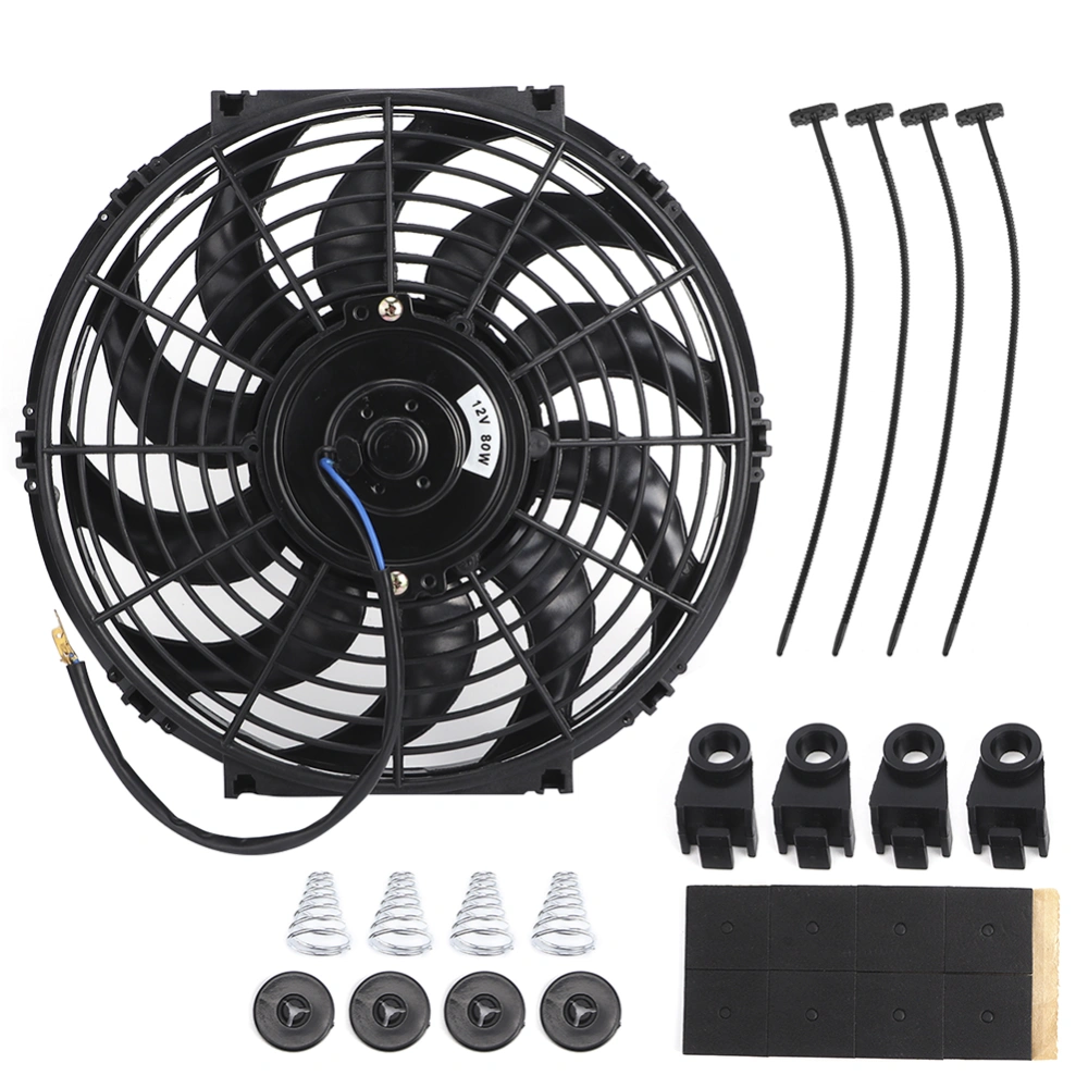 12in Universal Slim Radiator Cooling Fan Thermo 12V with Mounting Kit