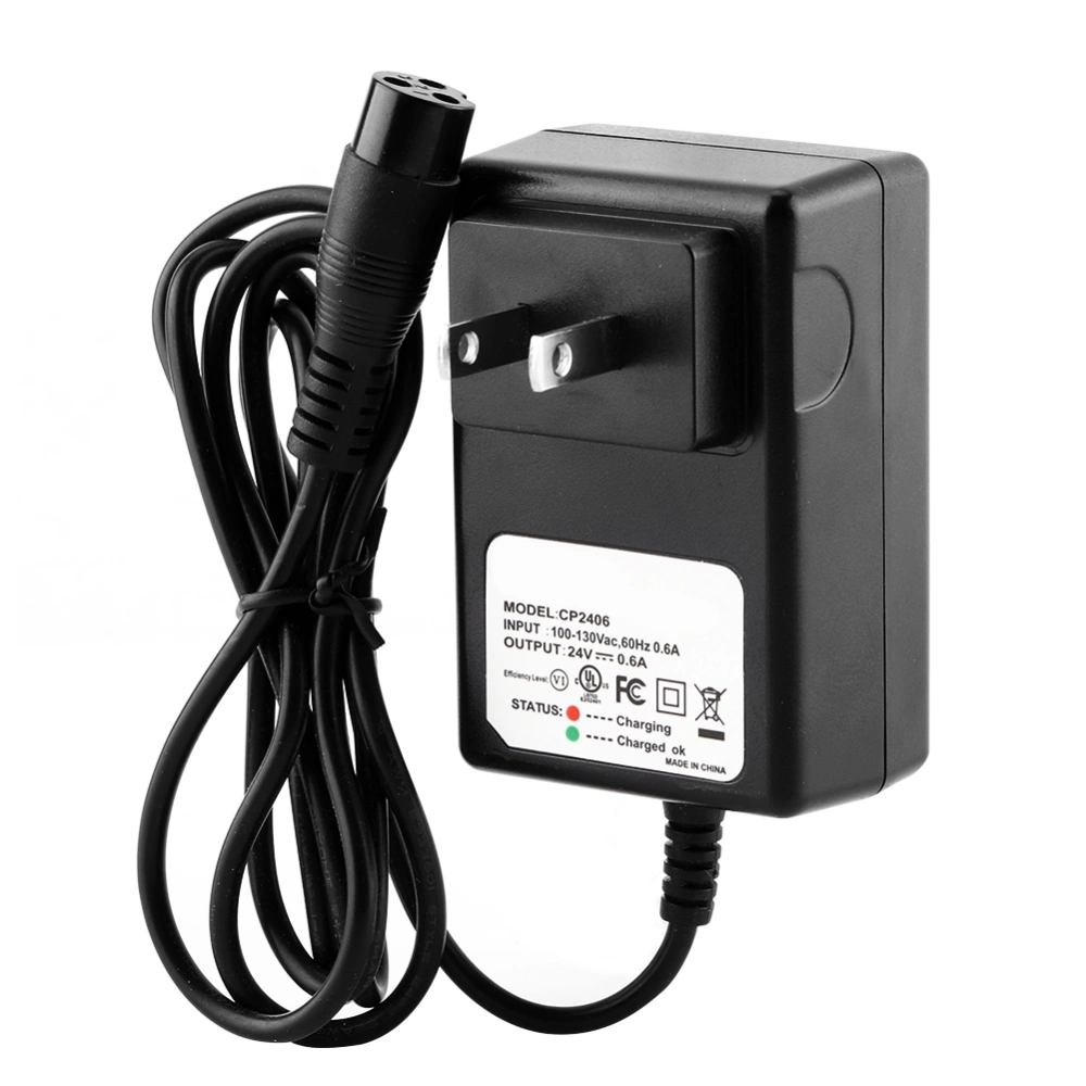 BuyWeek 24V 0.6A 3-Prong Battery Scooter Charger For Razor E 100 E 125 E 500 S PR 200(US Plug 110 V-130