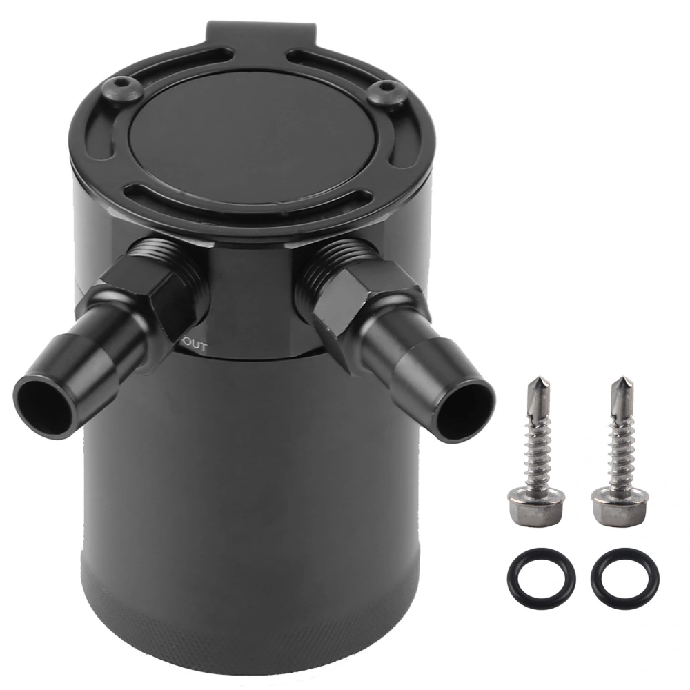 Universal Aluminum Alloy Compact Baffled Oil Catch Can 2‑Port Black