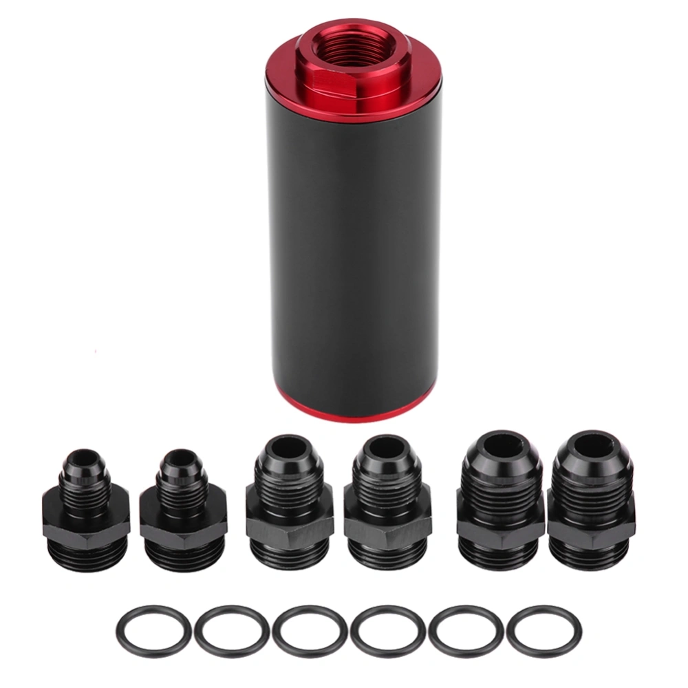 Universal 100 Micron AN6 Aluminum High Flow Fuel Inline Petrol Filter for Car Truck Red