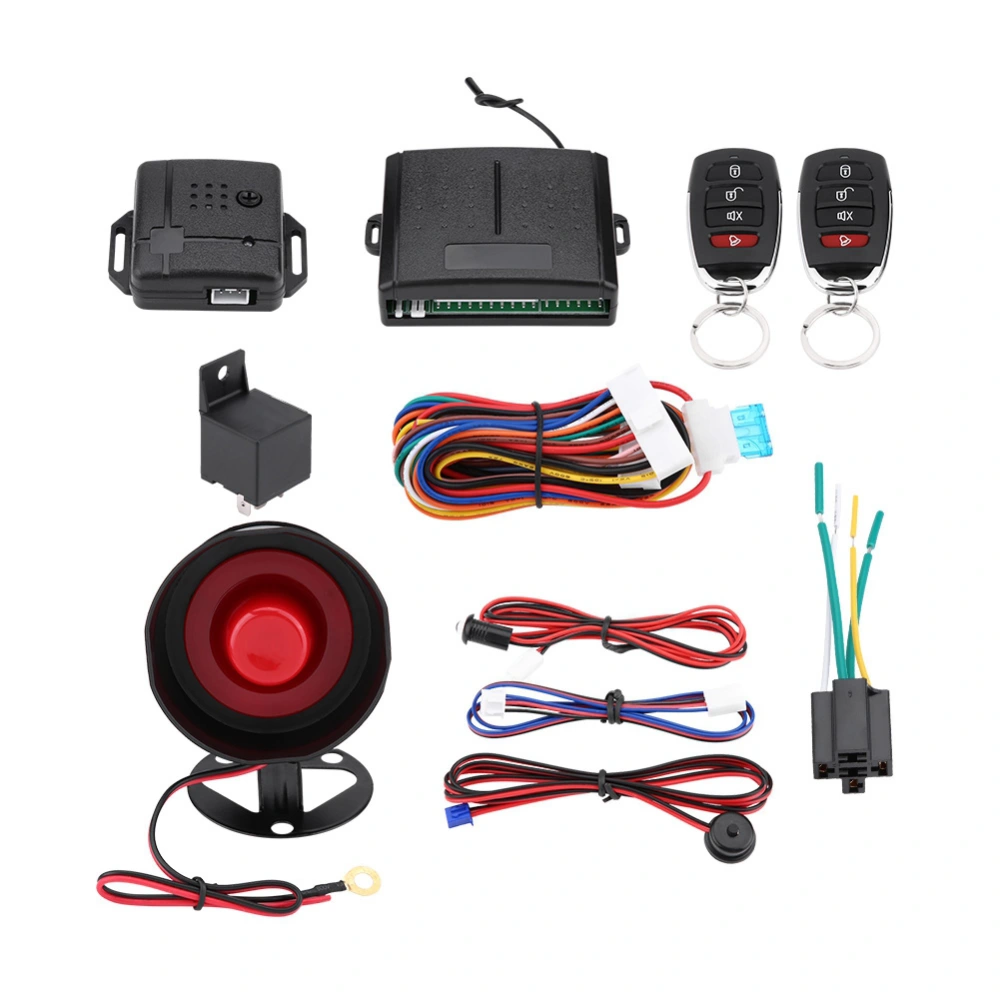 Universal Car Alarm System Security Protection Keyless Entry with 2 Remote Control Siren