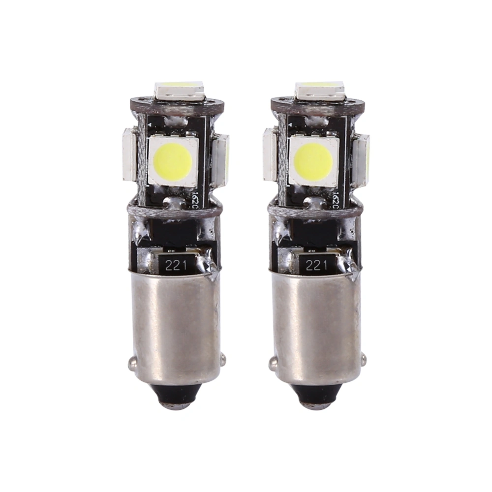 BuyWeek 2x White H6W BA9S LED 5 SMD Canbus Error Free Corner Signal Reading Map Bulbs