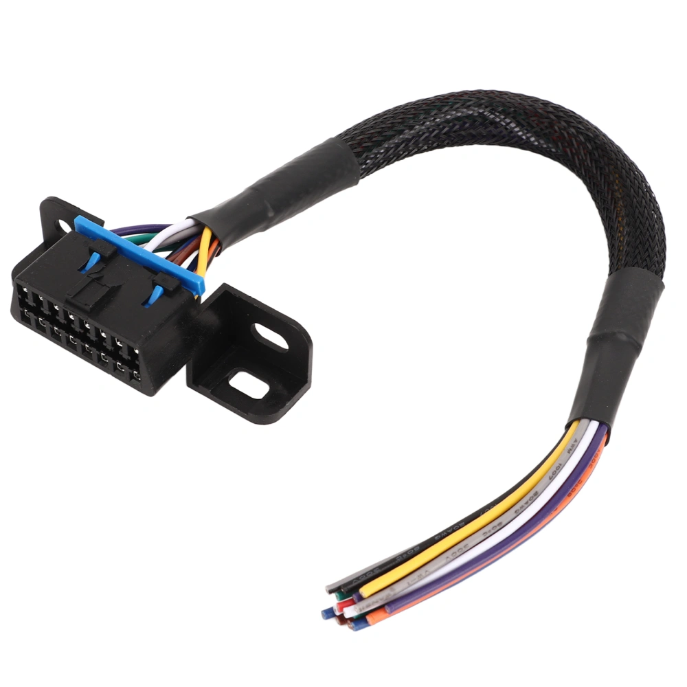 OBD2 Female to Open Cable 16PIN Durable Rugged Wear Resistant Dash Port Pigtail Fixed Wire Harness for Car