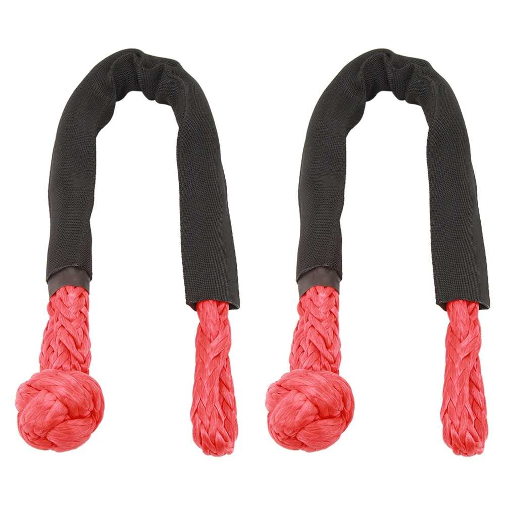 2Pcs Towing Soft Shackle 38000Lbs Breaking Force Tear Resistance Portable for Truck Large SUVs Offroad Vehicels Red