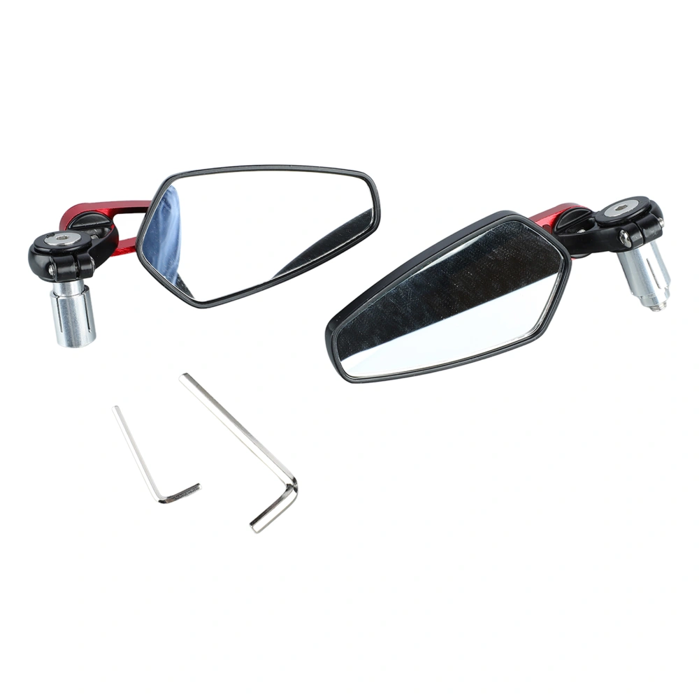 1 Pair Motorcycle Rear View Mirror 360° Rotatable Smooth Glass Clear Vision Universal Handlebar Side Mirror Red