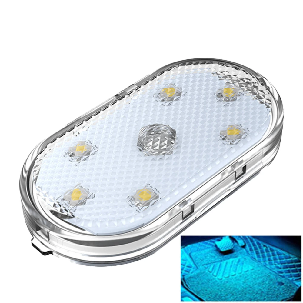 Car Ceiling Light Touch Control USB Charging Mini Compact Car Roof Light LED Reading Lamp Ice Blue