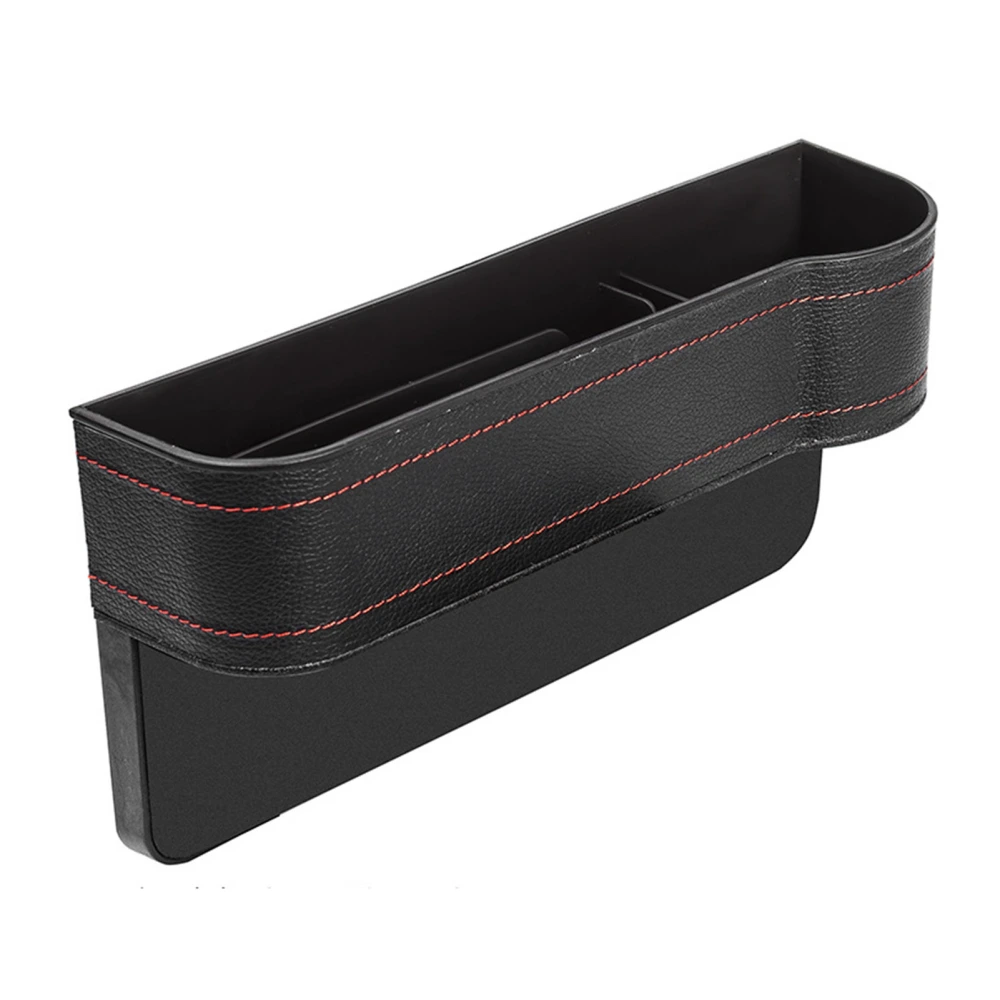 Car Seat Storage Box Black Leather Hard Wearing Comfortable Touch Universal Car Seat Plug in Organizer Cup Holder Passenger Side