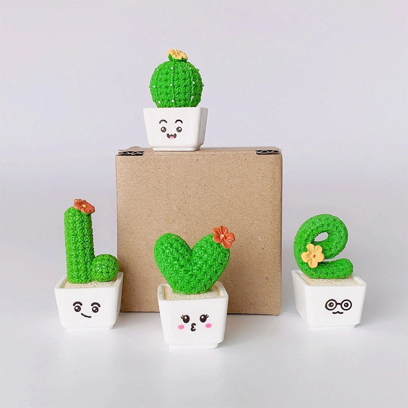 Cactus Ornament Exquisite Fine Workmanship Mini LOVE Potted Cactus Resin Car Ornament Set for Decoration Love