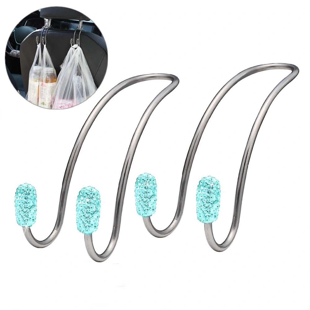 2Pcs Bling Car Seat Hooks Universal Car Back Seat Headrest Hangers Rhinestones Car Hangers Organizers