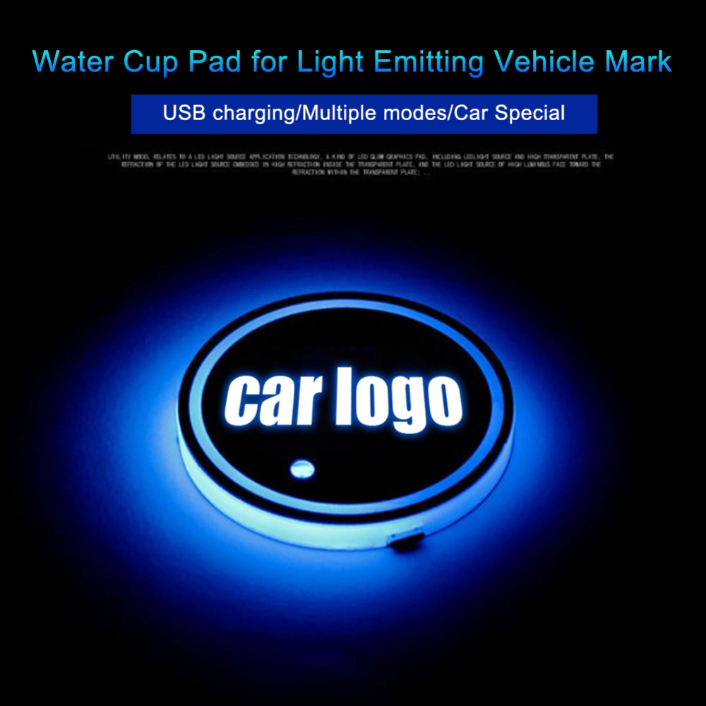 LED Car Logo Cup Holder Pad Bottle Drinks Coaster 7 Colors Changing USB Charging Mat LED Cup Mat