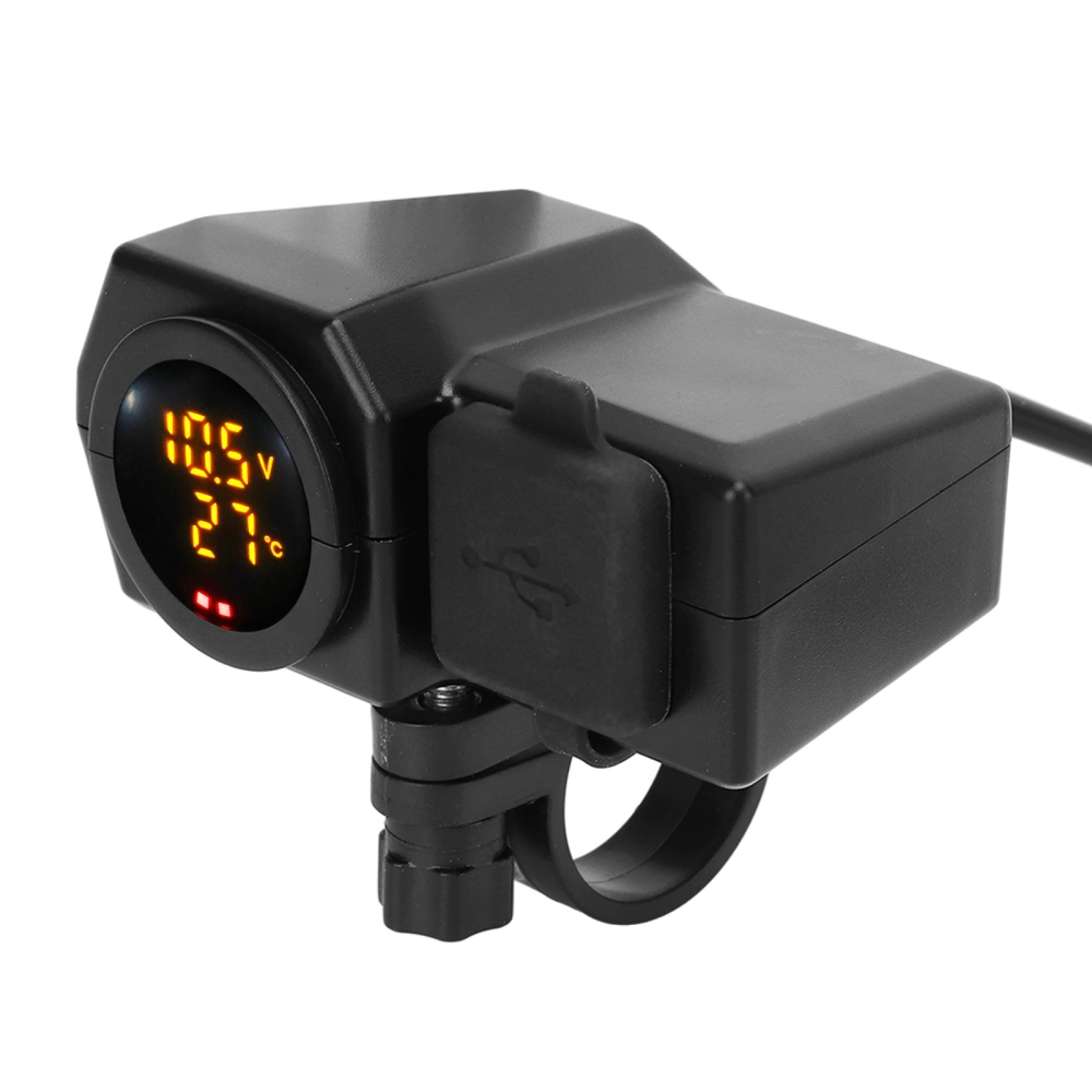 10‑24V Motorcycle Charger USB Type C Interface LED Color Screen Voltmeter Thermometer Display Universal