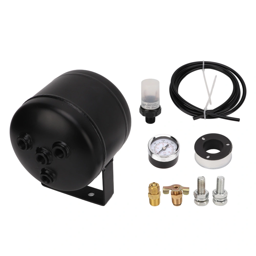 BuyWeek Air Tank Kit 3 Ports 150 PSI 0.5GAL Welded Steel Universal for Truck Car Train Yacht Horn System