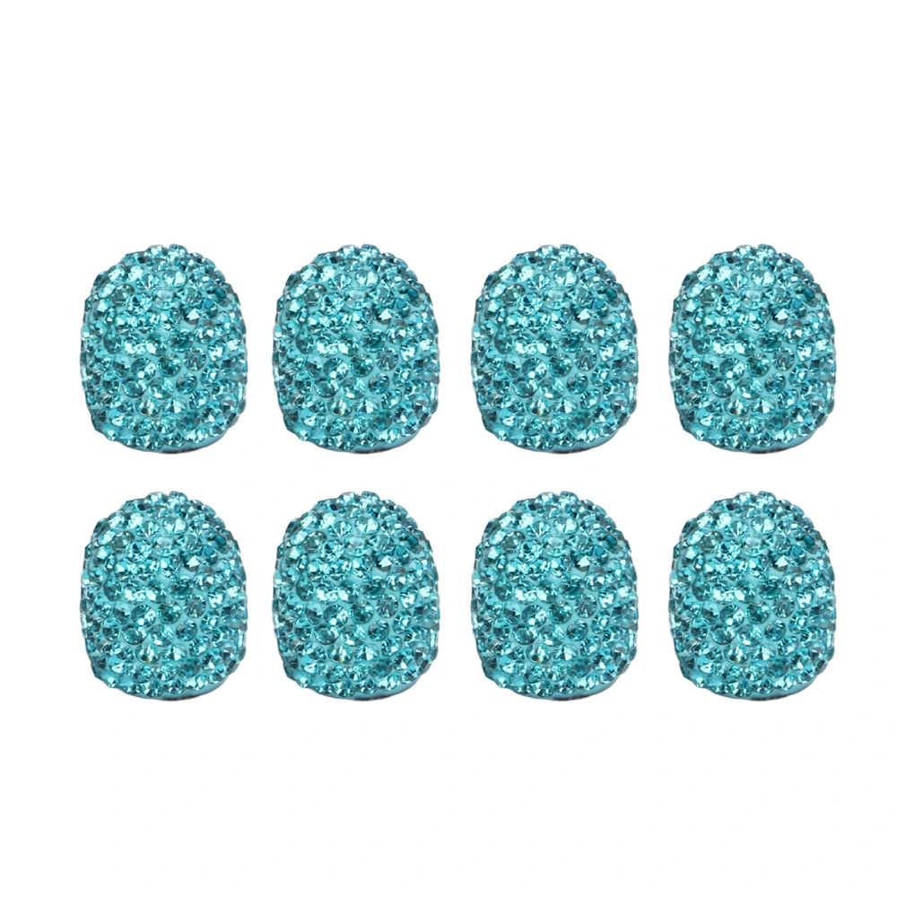 BuyWeek 8pcs Car Tire Valve Stem Cap Handmade Sparkling Rhinestone Attractive Universal for Modification Blue