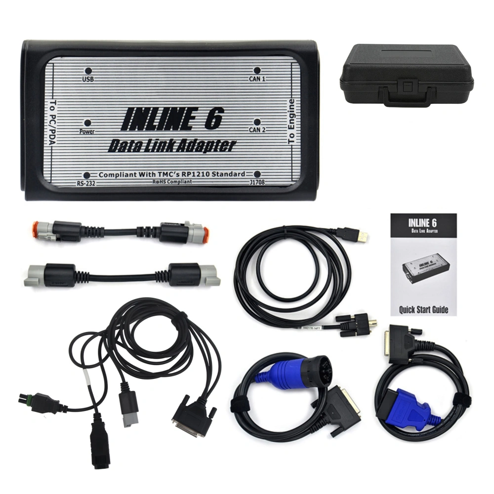 For INLINE 6 Data Link Adapter Kit Heavy Duty Diagnostic OBD2 Scanner for Cummins Engine J1939 J1708