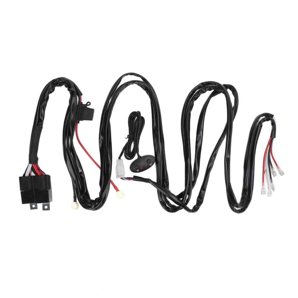 High Low Beam Wiring Harness LED Work Light Relay Switch 200cm Long for Off Road Motorcycles Pickup Trucks