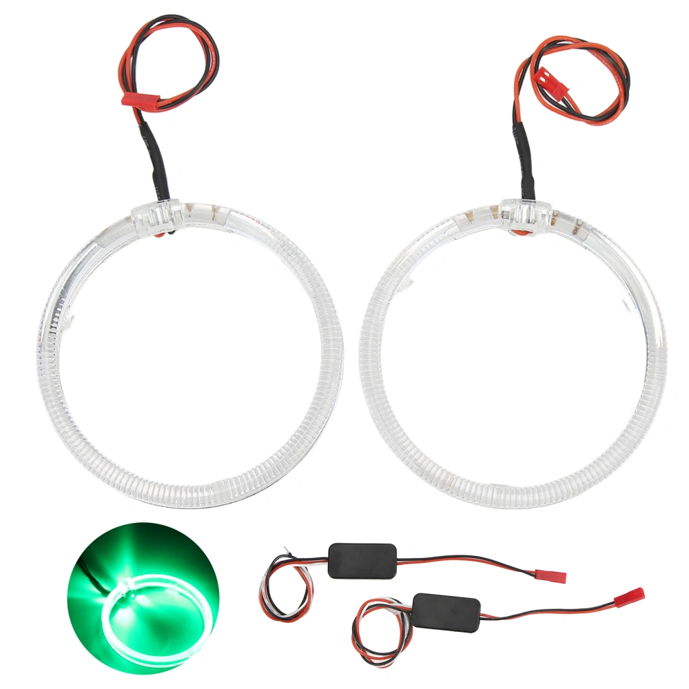 BuyWeek Pair LED Green Angel Eyes Halo Rings Headlights Fog Lights DRL Driving Lamps 9‑36V 5W for Car