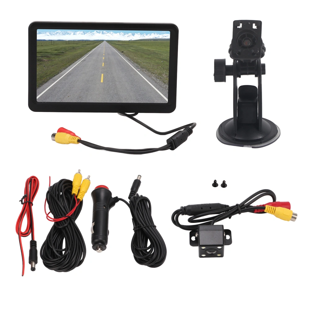 7in High Definition Reverse Parking Monitor 170° Wide Angle Waterproof Night Vision Rearview Camera for RV Trailer 4LED Light Camera